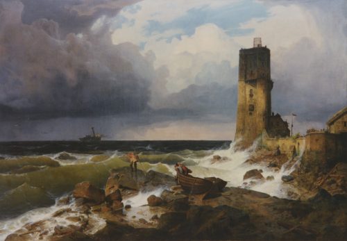 Achenbach, Andreas: Grosse Marine mit Leuchtturm, 1836