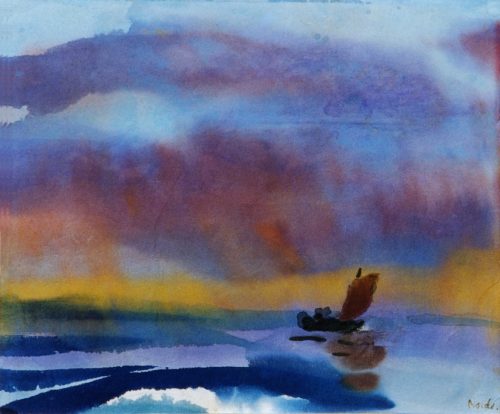 Nolde, Emil: Meer und Boot mit braunem Segel