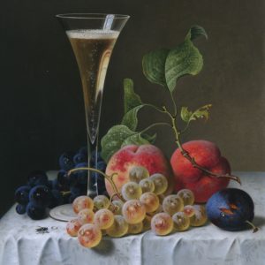 Preyer, Emilie: Früchtestillleben mit Sektglas