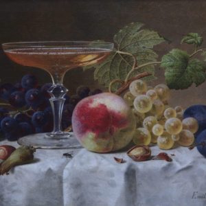 Preyer, Emilie: Früchtestillleben mit Sektschale, 1885