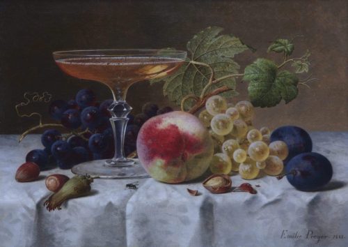 Preyer, Emilie: Früchtestillleben mit Sektschale, 1885