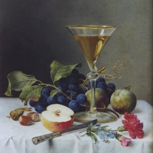 Preyer, Emilie: Früchtestillleben mit Weinglas, 1874