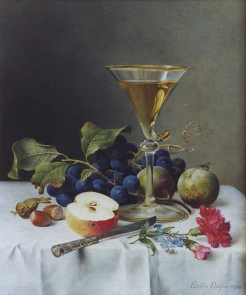 Preyer, Emilie: Früchtestillleben mit Weinglas, 1874