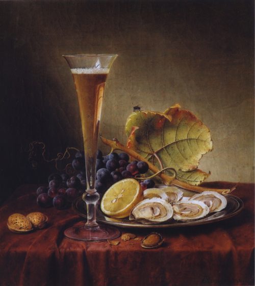 Preyer, Johann Wilhelm: Früchtestilleben mit Sektglas, 1858