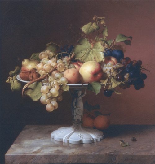 Preyer, Johann Wilhelm: Stillleben mit Obst und Weinblättern, 1842
