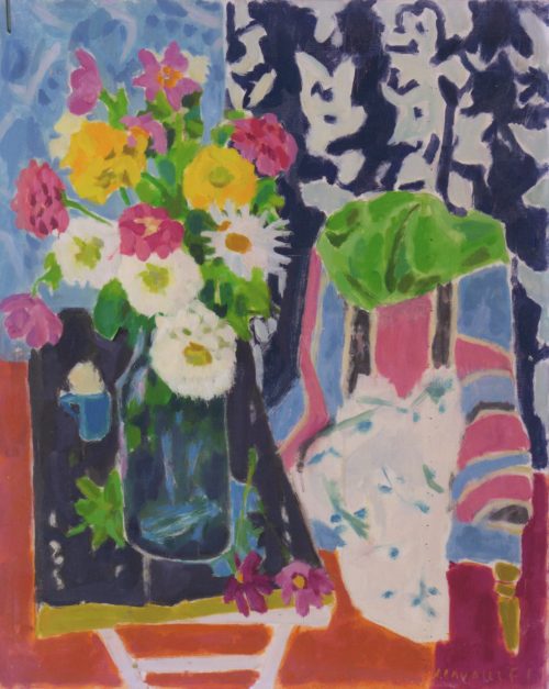 Cavaillès, Jules: Blumenstrauß mit blauer Tasse