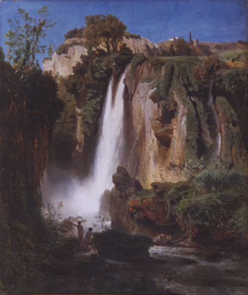 Achenbach, Oswald: Badende am Wasserfall, 1851
