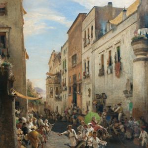 Achenbach, Oswald: Straßenfest bei Neapel, 1866