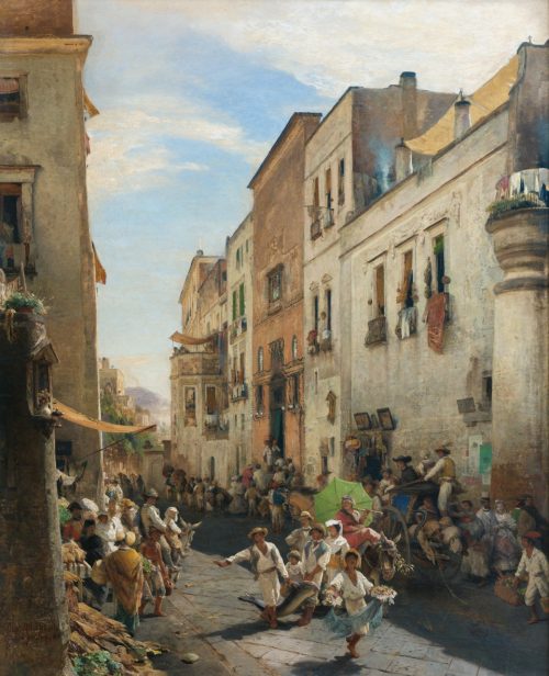 Achenbach, Oswald: Straßenfest bei Neapel, 1866