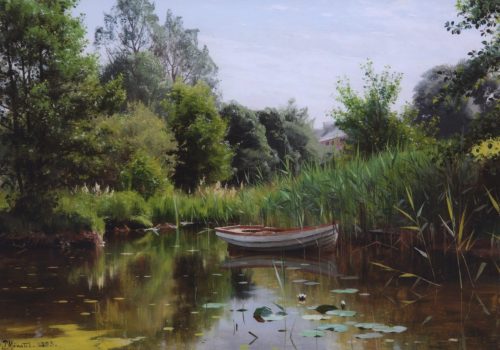 Mönsted, Peder: Waldsee mit Ruderboot, 1903