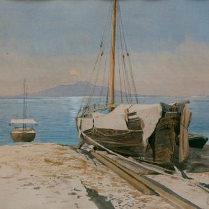 Eugen Dücker: Boote am Strand, 1874