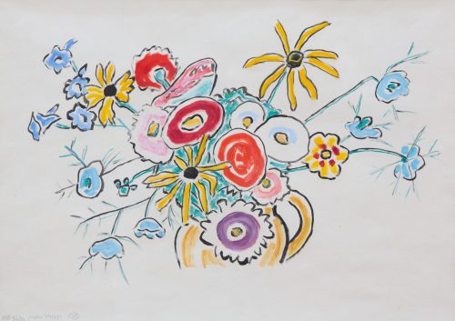 Münter, Gabriele: Blumenbouquet in gelben Krug, 1956