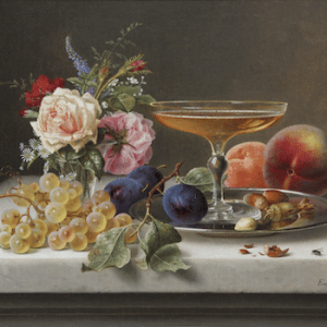 Emilie Preyer: Stillleben mit Rosen und Feldblumen im Glas