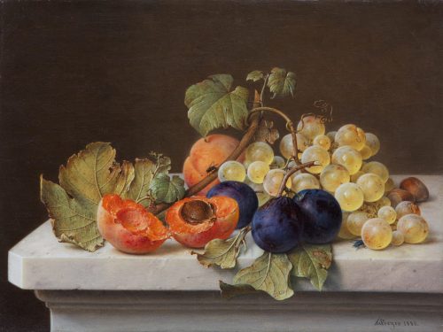 Johann Wilhelm Preyer: Früchtestillleben mit Pflaumen, 1880