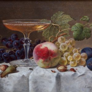 Emilie Preyer: Früchtestillleben mit Sektschale, 1885